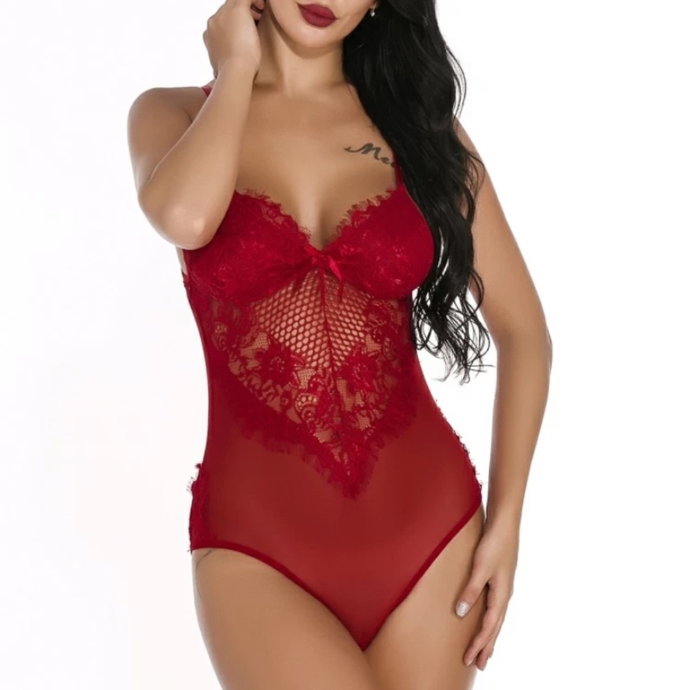 Sexy Red Teddy Lingerie